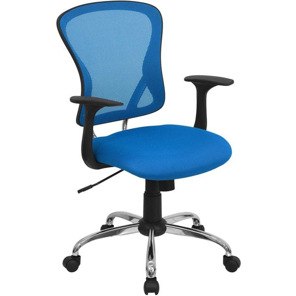 Mesh Task Chair, 22-, Adjustable, Back, Seat: Blue; Frame: Gray