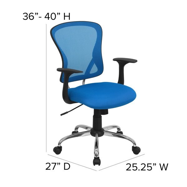Mesh Task Chair, 22-, Adjustable, Back, Seat: Blue; Frame: Gray