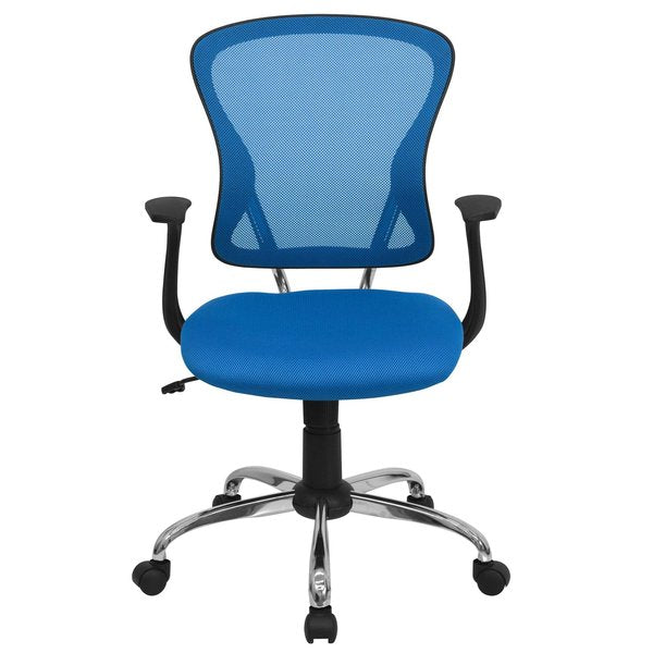 Mesh Task Chair, 22-, Adjustable, Back, Seat: Blue; Frame: Gray