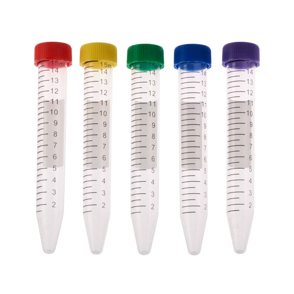 Centrifuge Tube, Assorted Color Cap - Bag, Sterile, 15mL