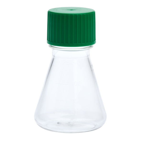 Erlenmeyer Flask, Solid Cap, Plain Bottom, PETG, Sterile, 125mL