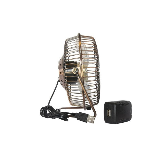 Desk Fan, Table Fan, Portable Fan, USB Fan, 1 Speeds, Copper, Desk Fan, AC Adapter