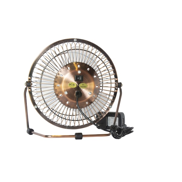 Desk Fan, Table Fan, Portable Fan, USB Fan, 1 Speeds, Copper, Desk Fan, AC Adapter