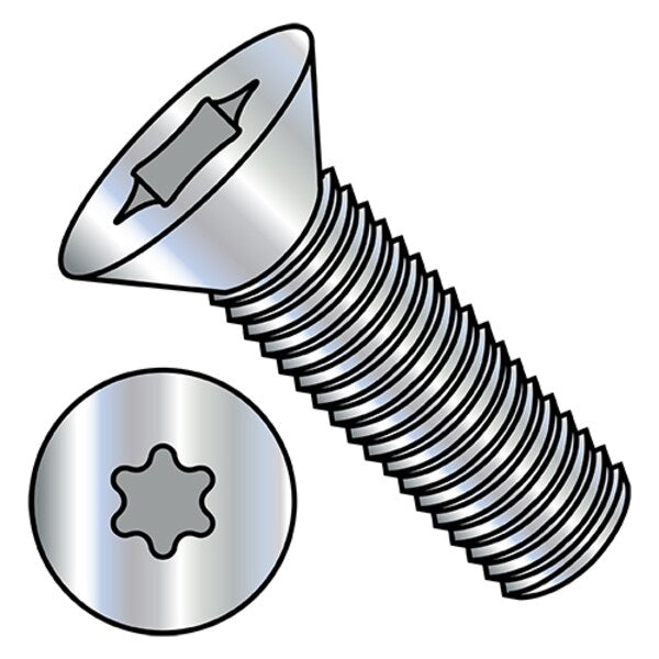 M6-1.00 x 45 mm Torx Flat Machine Screw, Zinc Plated Steel, 2000 PK