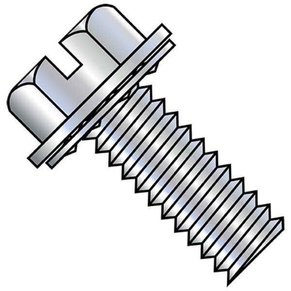 #10-32 x 3/8 in Slotted Slot Machine Screw, Zinc Plated Steel, 8000 PK