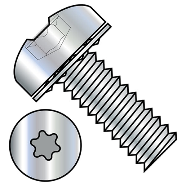 #6-32 x 3/8 in Torx Pan Machine Screw, Zinc Plated Steel, 10000 PK