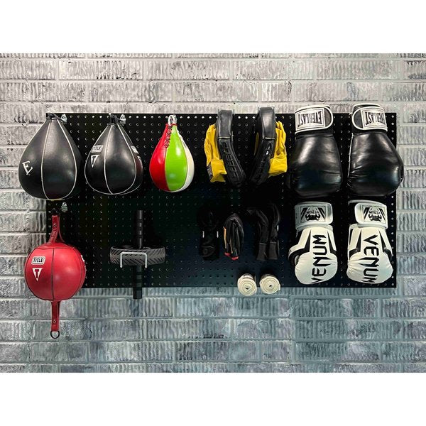 24 In. W x 48 In. H x 1/4 In. D Black Heavy-Duty HDF Round Hole Pegboard 36 pc. Locking Hook Assortment