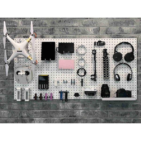 (2) 24 In. W x 48 In. H x 1/4 In. D White Heavy-Duty High Density Fiberboard Round Hole Pegboards