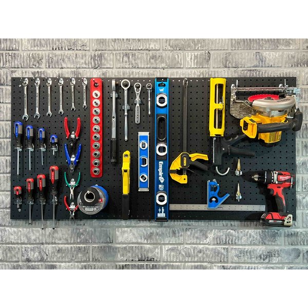 (2) 24 In. W x 48 In. H x 1/4 In. D Black ABS Textured Pegboards with 1/4 In. Hole Size