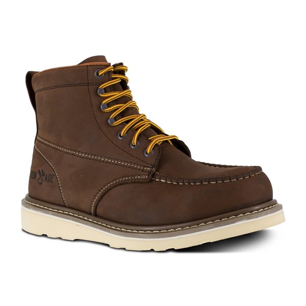 Size 8.5M Mens Brown Steel Toe 6 in Wedge Work, Brown