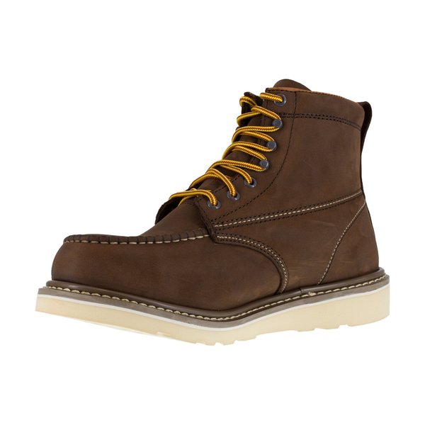 Size 8.5M Mens Brown Steel Toe 6 in Wedge Work, Brown