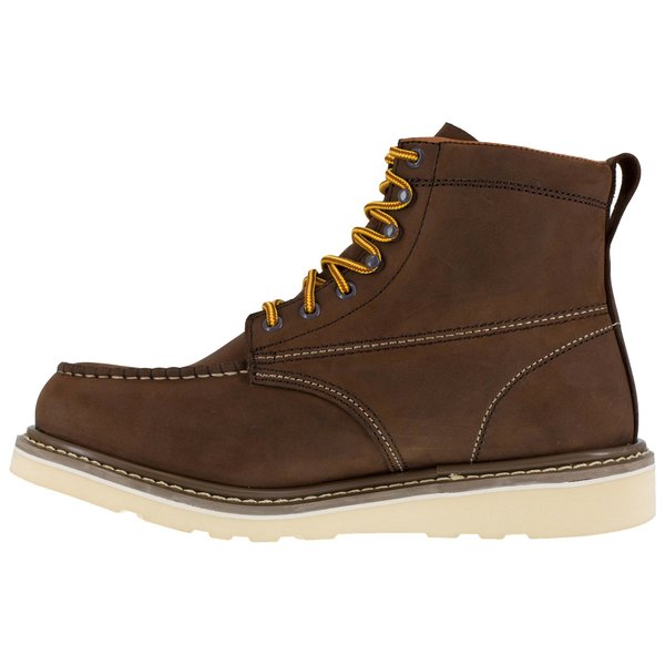 Size 10.5M Mens Brown Steel Toe 6 in Wedge Work, Brown