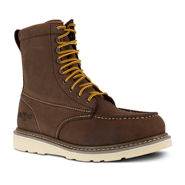 Size 10.5M Mens Brown Steel Toe 8 in Wedge Work, Brown