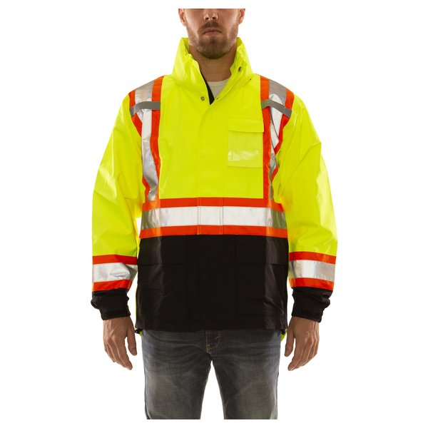 Rain Jacket, 3XL, Ylw/Green, 0.30mm Thick
