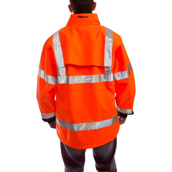 Icon Rain Jacket, Class 3, Type P, Black/Orng, 5XL