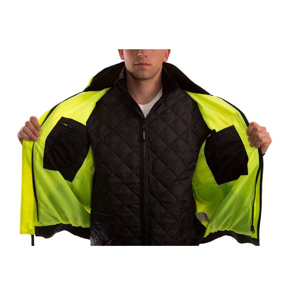 3XL Insulated Hi-vis Bomber Jacket, Lime/Black