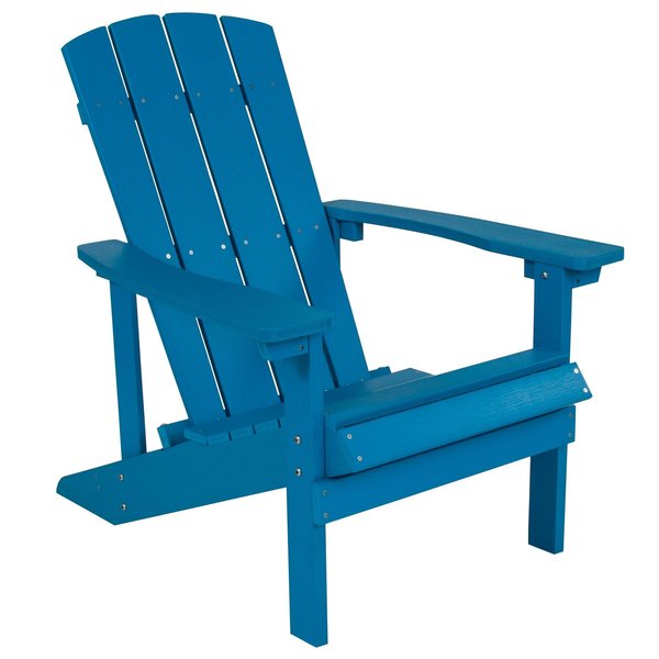 Blue Charlestown Adirondack Chair, Blue Wood, 29.5 W 35 H, Polystyrene, Stainless Steel Seat