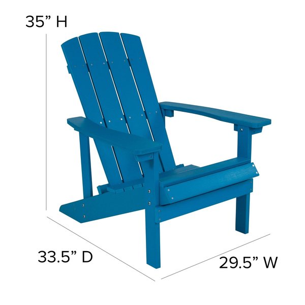 Blue Charlestown Adirondack Chair, Blue Wood, 29.5 W 35 H, Polystyrene, Stainless Steel Seat
