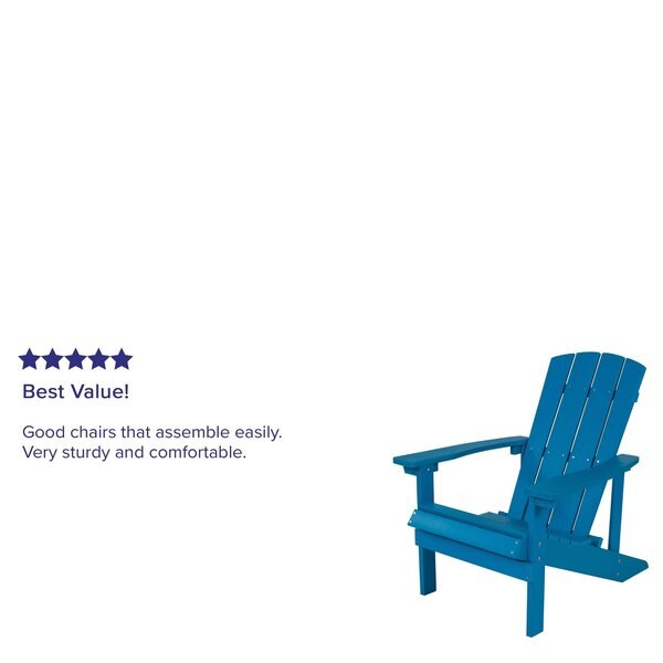Blue Charlestown Adirondack Chair, Blue Wood, 29.5 W 35 H, Polystyrene, Stainless Steel Seat