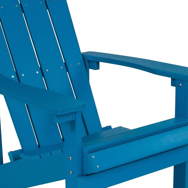Blue Charlestown Adirondack Chair, Blue Wood, 29.5 W 35 H, Polystyrene, Stainless Steel Seat
