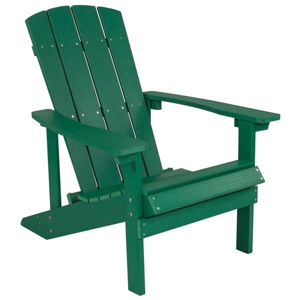 Green Charlestown Adirondack Chair, Green Wood, 29.5 W 35 H, Polystyrene, Stainless Steel Seat