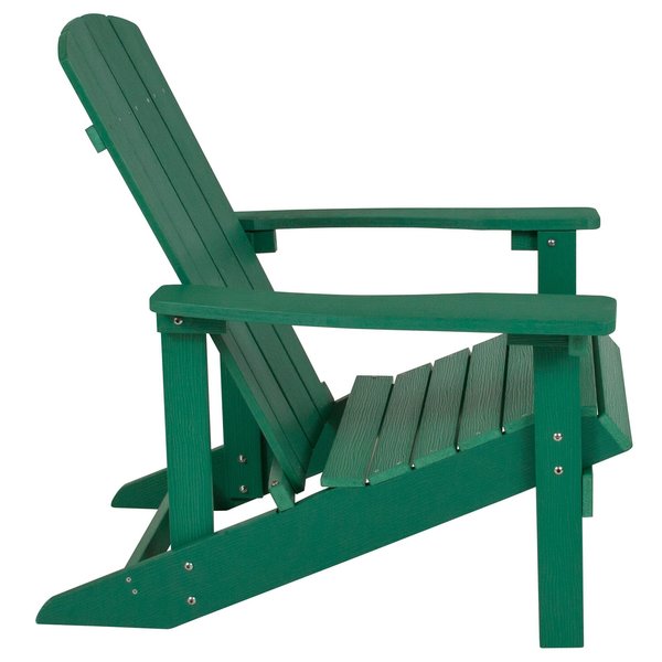 Green Charlestown Adirondack Chair, Green Wood, 29.5 W 35 H, Polystyrene, Stainless Steel Seat