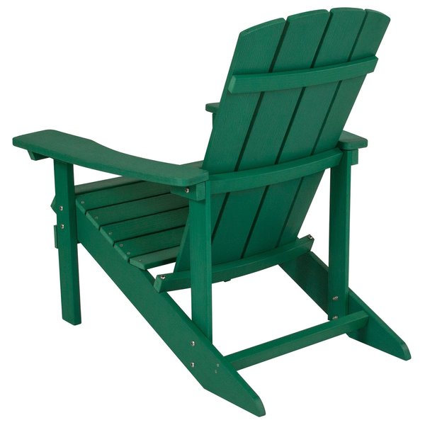 Green Charlestown Adirondack Chair, Green Wood, 29.5 W 35 H, Polystyrene, Stainless Steel Seat