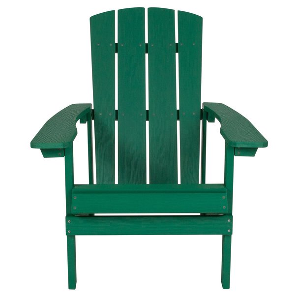 Green Charlestown Adirondack Chair, Green Wood, 29.5 W 35 H, Polystyrene, Stainless Steel Seat