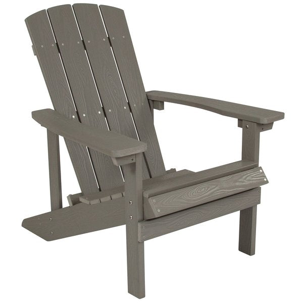 Gray Charlestown Adirondack Chair, Grey Wood, 29.5 W 35 H, Polystyrene, Stainless Steel Seat
