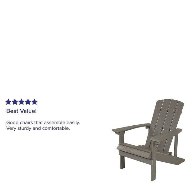 Gray Charlestown Adirondack Chair, Grey Wood, 29.5 W 35 H, Polystyrene, Stainless Steel Seat