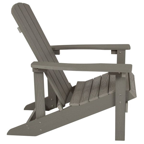 Gray Charlestown Adirondack Chair, Grey Wood, 29.5 W 35 H, Polystyrene, Stainless Steel Seat