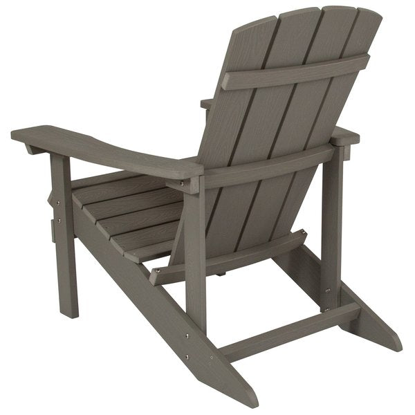 Gray Charlestown Adirondack Chair, Grey Wood, 29.5 W 35 H, Polystyrene, Stainless Steel Seat
