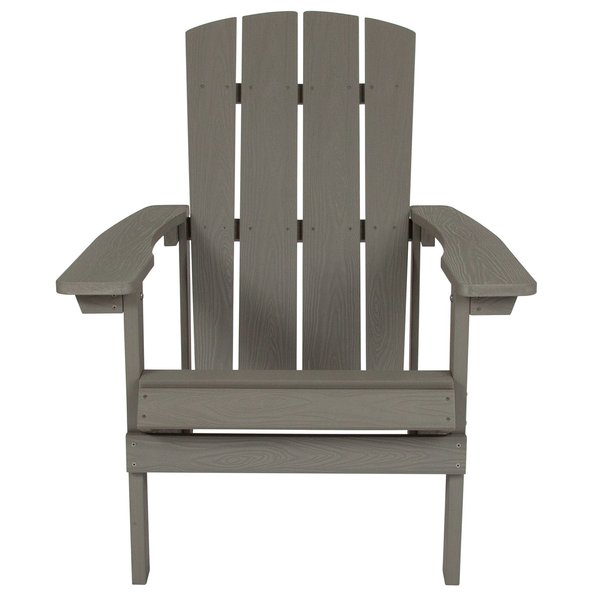 Gray Charlestown Adirondack Chair, Grey Wood, 29.5 W 35 H, Polystyrene, Stainless Steel Seat