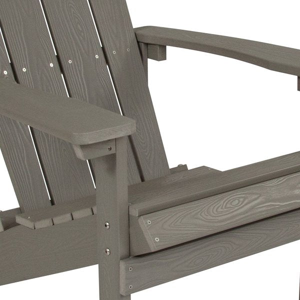 Gray Charlestown Adirondack Chair, Grey Wood, 29.5 W 35 H, Polystyrene, Stainless Steel Seat