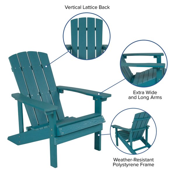 Sea Foam Charlstwn Adirondack Chair, Sea Foam Wood, 29.5 W 35 H, Polystyrene, Stainless Steel Seat