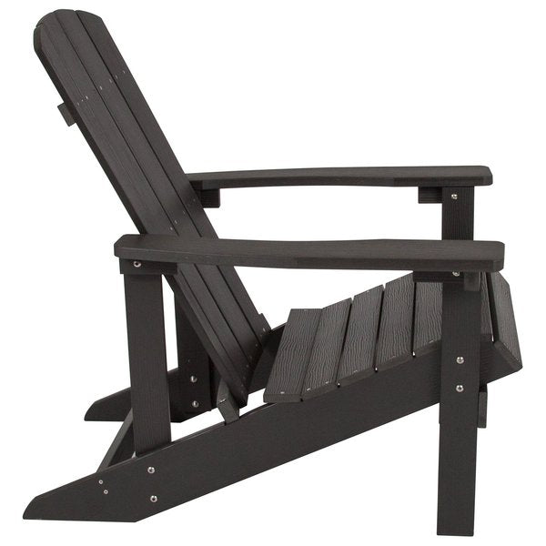 Slate Gray Charlestown Adirondack Chair, Slate Wood, 29.5 W 35 H, Polystyrene, Stainless Steel Seat