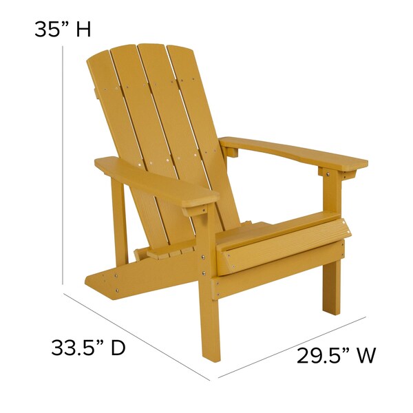Yellow Charlestown Adirondack Chair, Yellow Wood, 29.5 W 35 H, Polystyrene, Stainless Steel Seat