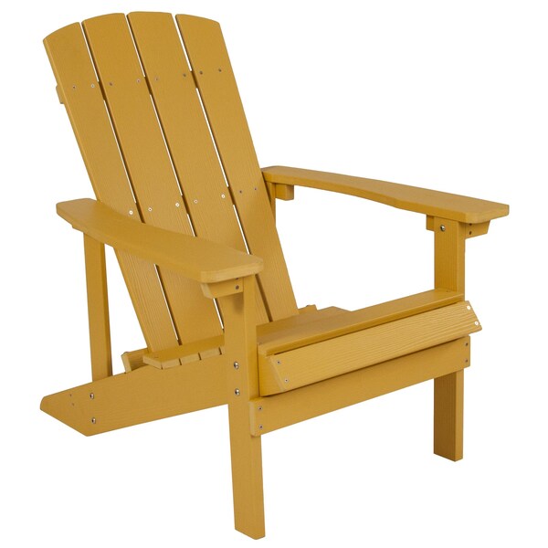 Yellow Charlestown Adirondack Chair, Yellow Wood, 29.5 W 35 H, Polystyrene, Stainless Steel Seat