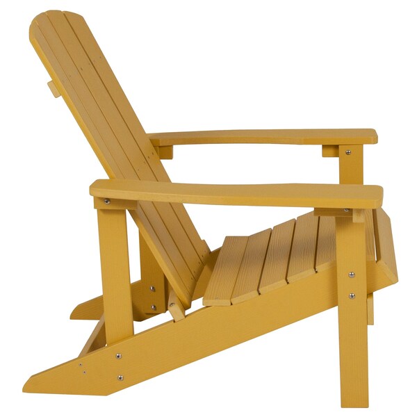 Yellow Charlestown Adirondack Chair, Yellow Wood, 29.5 W 35 H, Polystyrene, Stainless Steel Seat