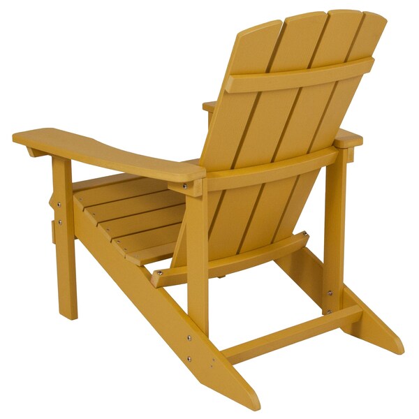 Yellow Charlestown Adirondack Chair, Yellow Wood, 29.5 W 35 H, Polystyrene, Stainless Steel Seat