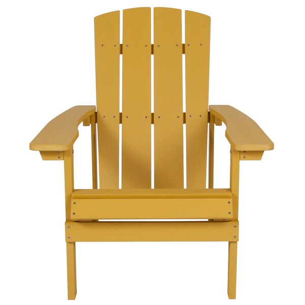 Yellow Charlestown Adirondack Chair, Yellow Wood, 29.5 W 35 H, Polystyrene, Stainless Steel Seat