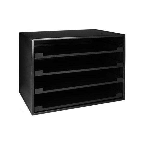 Blk Finish Sliding Cabinets Holds 4 Lrg Trays