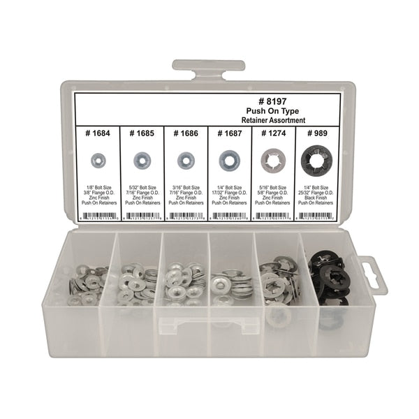 Push On Retainer Assortment, 195 PCS