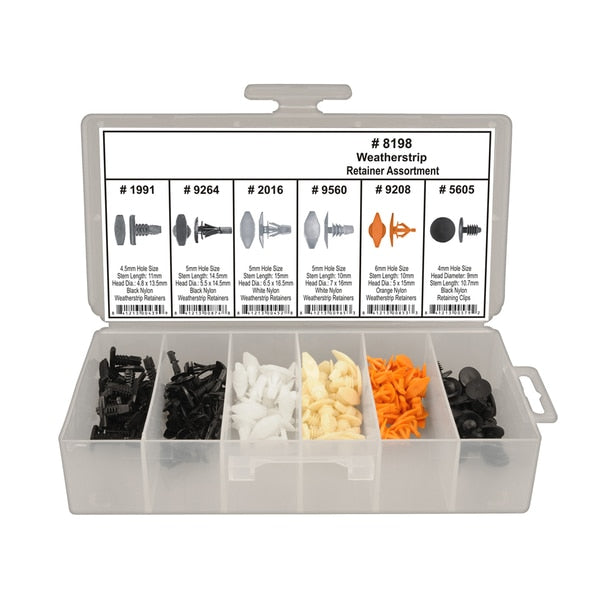 Weatherstrip Retainer Assortment, 145 PCS