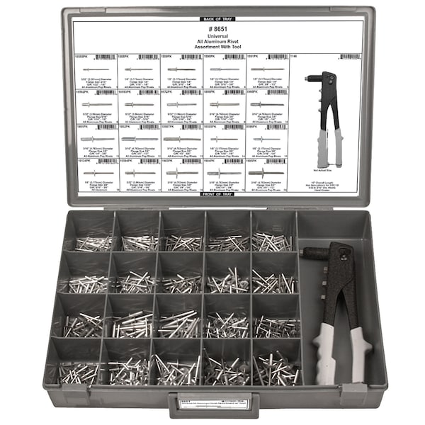 Universal Aluminum Rivet Assort, 636 PCS