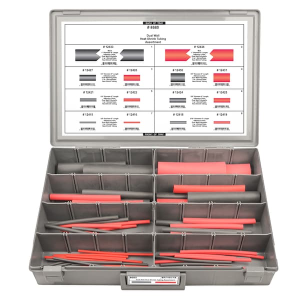 Heat Shrink Tube Assrt, Dual Wall, 74 pcs.