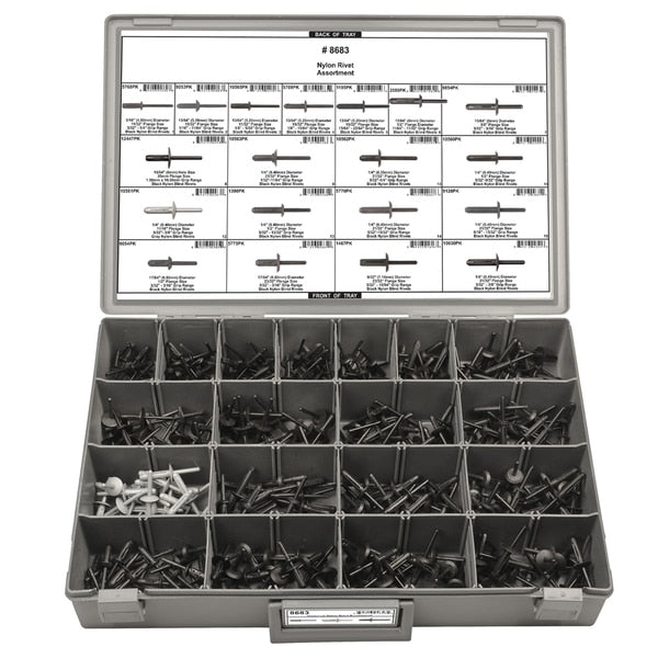 Rivet Assortment, Universl, Nylon, 345 pcs.