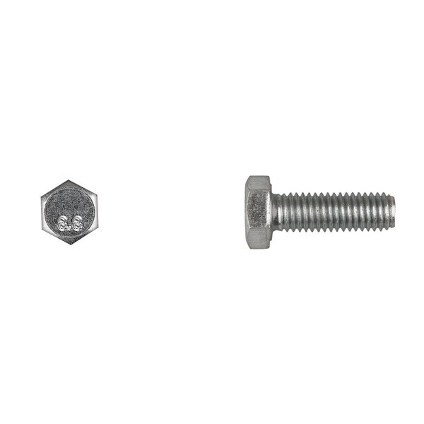 Class 8.8, M8-1.25 Hex Head Cap Screw, Bright Zinc Plated Steel, 25 mm L