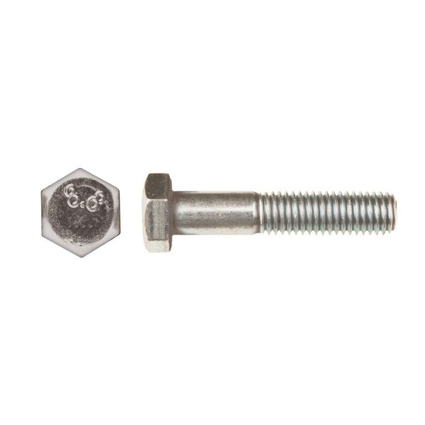 Class 8.8, M10-1.50 Hex Head Cap Screw, Bright Zinc Plated Steel, 50 mm L