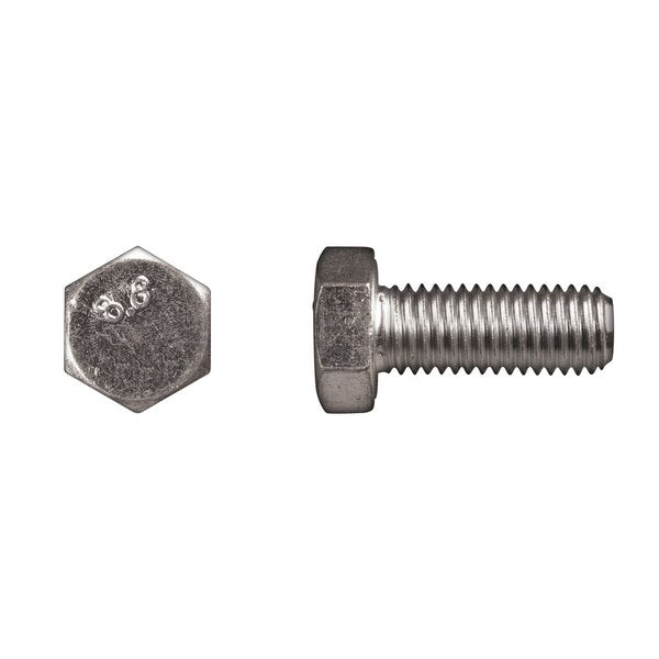 Class 8.8, M12-1.75 Hex Head Cap Screw, Zinc Plated Steel, 30 mm L